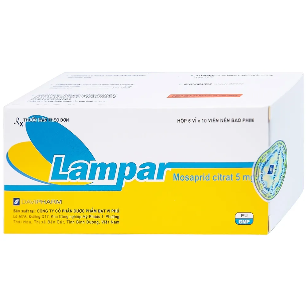 Hình ảnh Viên nén Lampar 5mg DaviPharm điều trị bệnh trào ngược dạ dày - thực quản mạn tính (6 vỉ x 10 viên)