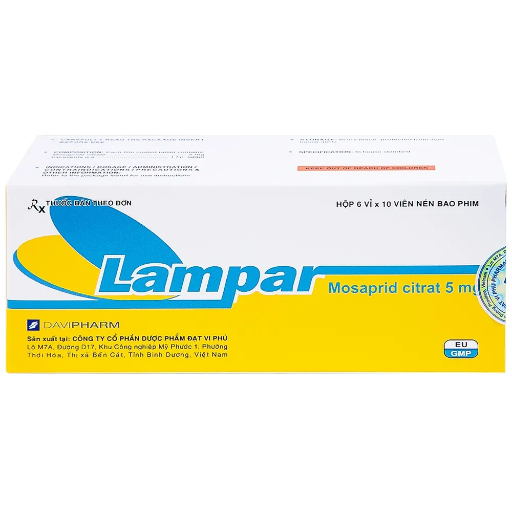 Hình ảnh Viên nén Lampar 5mg DaviPharm điều trị bệnh trào ngược dạ dày - thực quản mạn tính (6 vỉ x 10 viên)