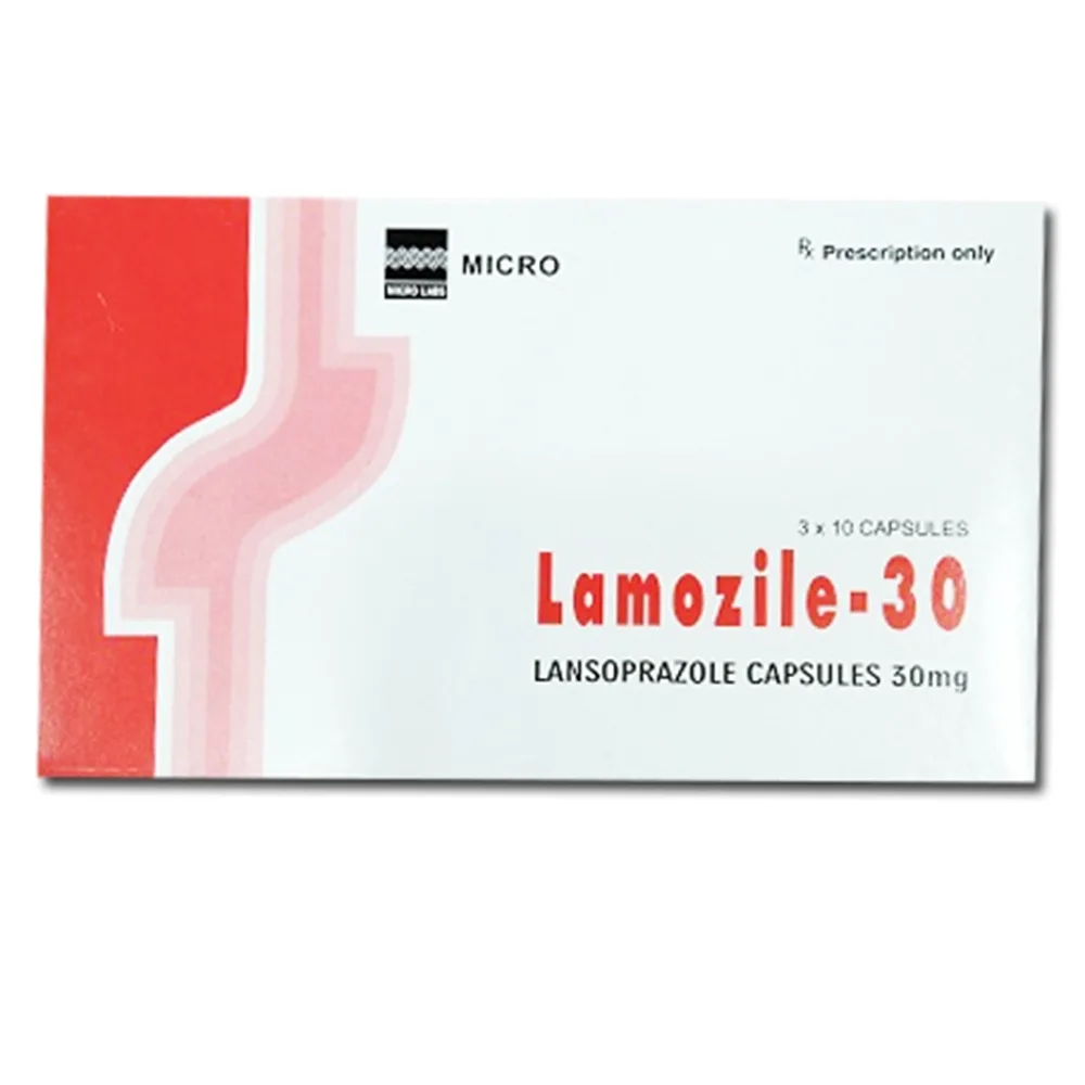Hình ảnh Viên nang cứng Lamozile 30 Micro điều trị loét tá tràng, loét dạ dày, viêm thực quản (3 vỉ x 10 viên)