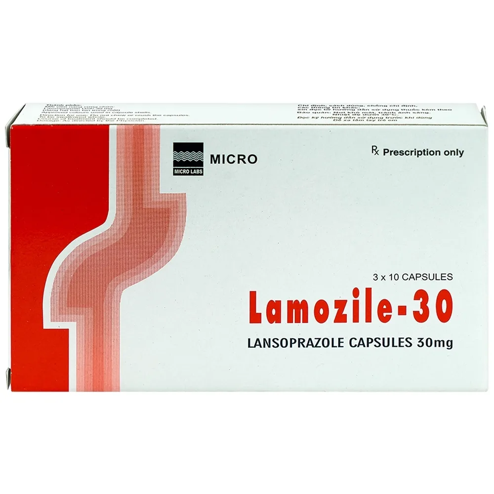 Hình ảnh Viên nang cứng Lamozile 30 Micro điều trị loét tá tràng, loét dạ dày, viêm thực quản (3 vỉ x 10 viên) 