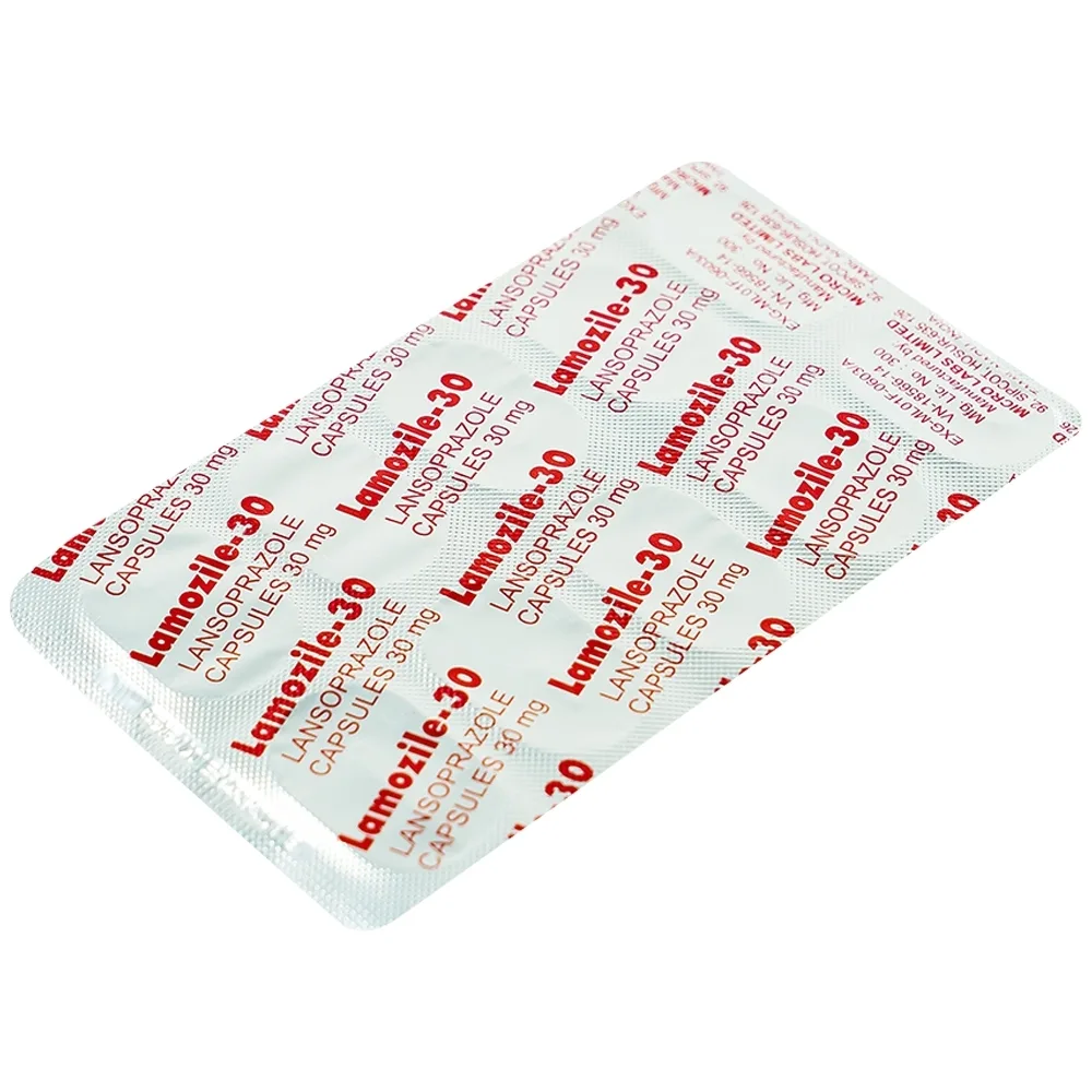 Hình ảnh Viên nang cứng Lamozile 30 Micro điều trị loét tá tràng, loét dạ dày, viêm thực quản (3 vỉ x 10 viên) 