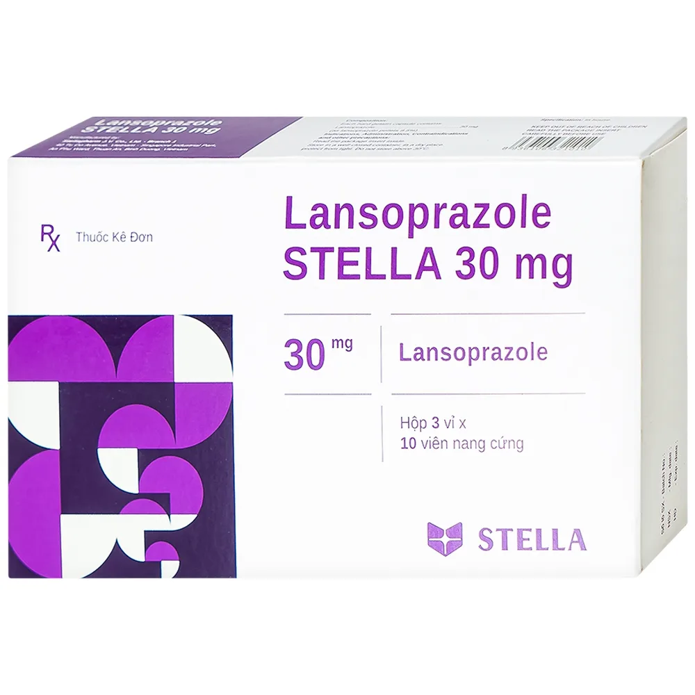 Hình ảnh Viên nang cứng Lansoprazole Stella 30mg điều trị loét dạ dày, viêm thực quản (3 vỉ x 10 viên)