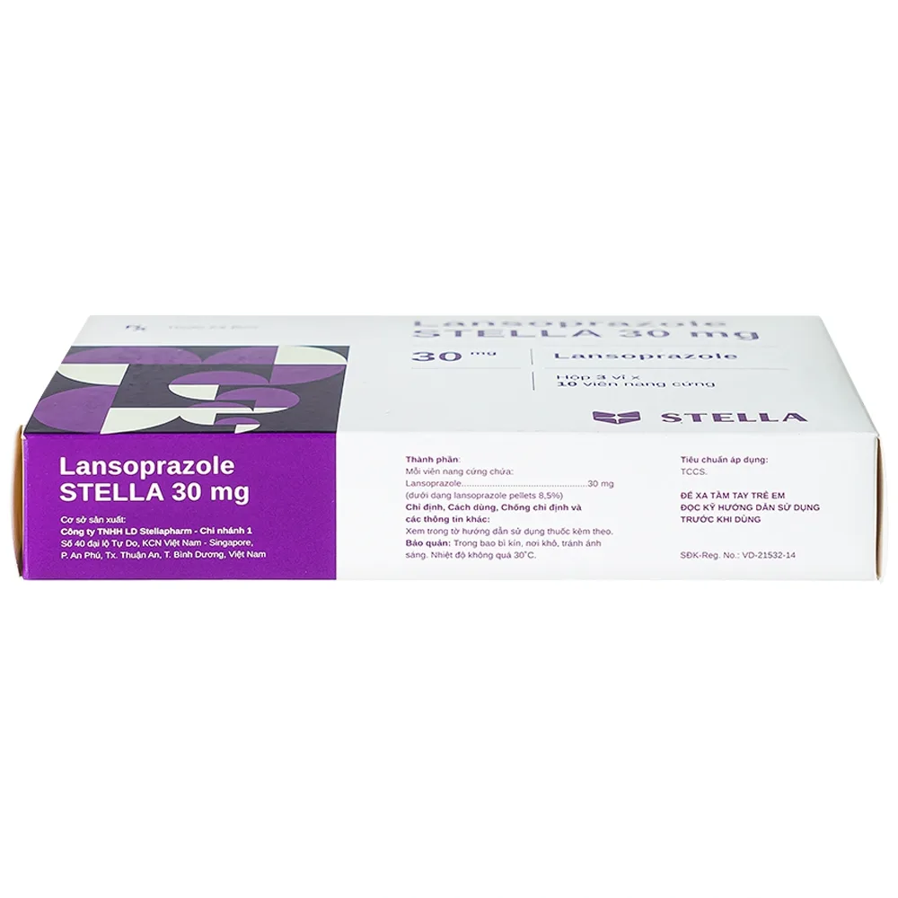 Hình ảnh Viên nang cứng Lansoprazole Stella 30mg điều trị loét dạ dày, viêm thực quản (3 vỉ x 10 viên)