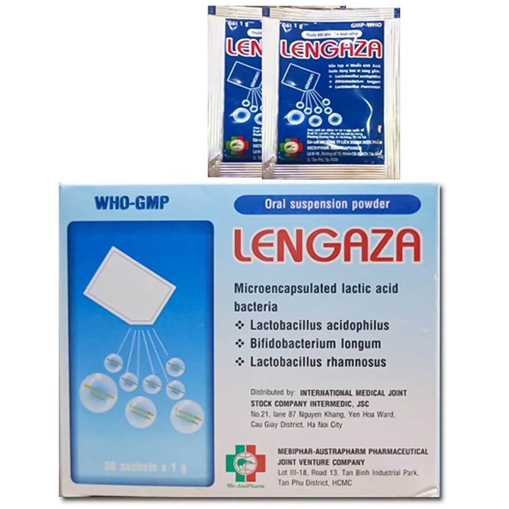 Hình ảnh Thuốc Lengaza 1g Mebiphar điều trị các bệnh lý đường tiêu hóa, tiêu chảy, táo bón (30 gói)