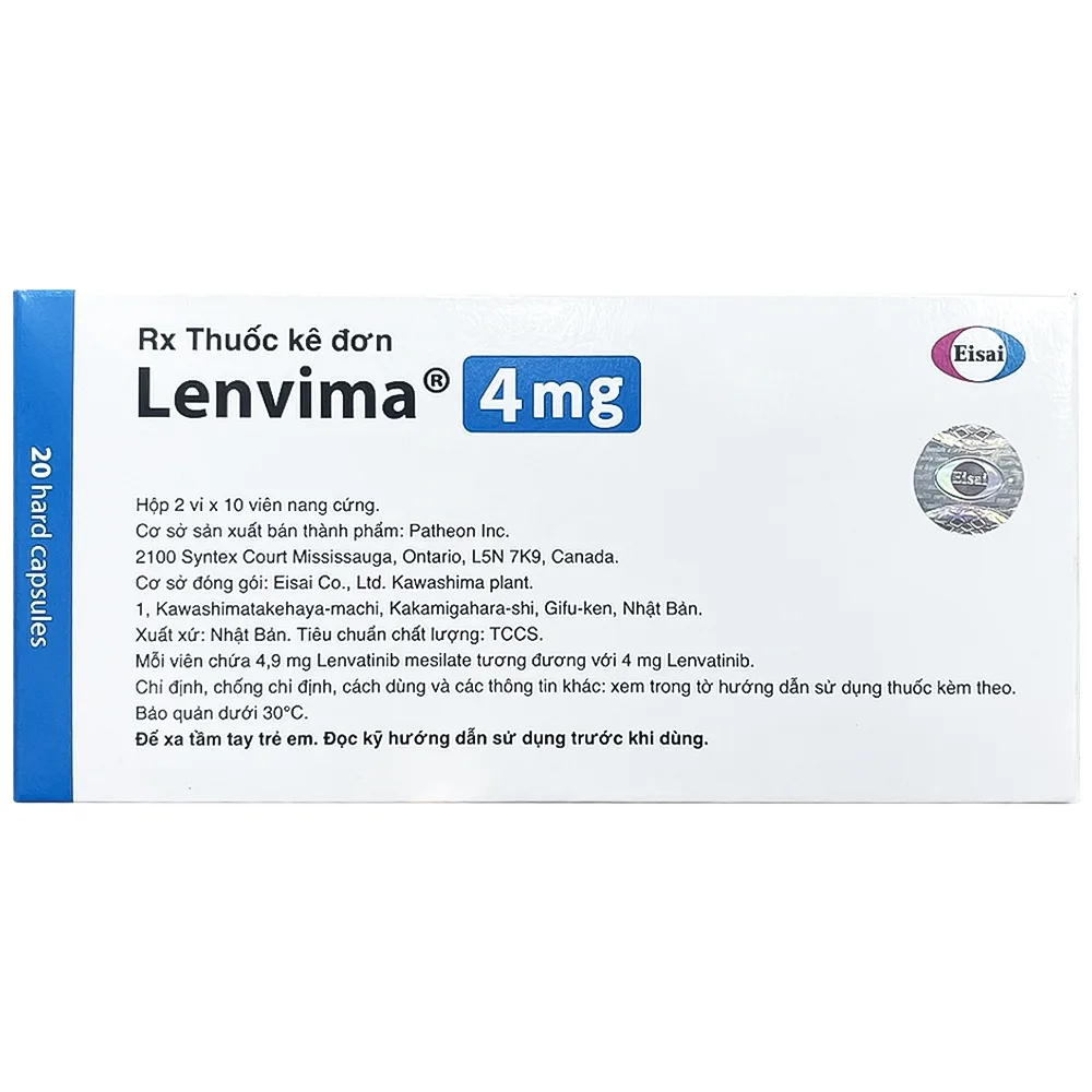 Hình ảnh Viên nang cứng Lenvima 4mg Eisai điều trị ung thư (2 vỉ x 10 viên)