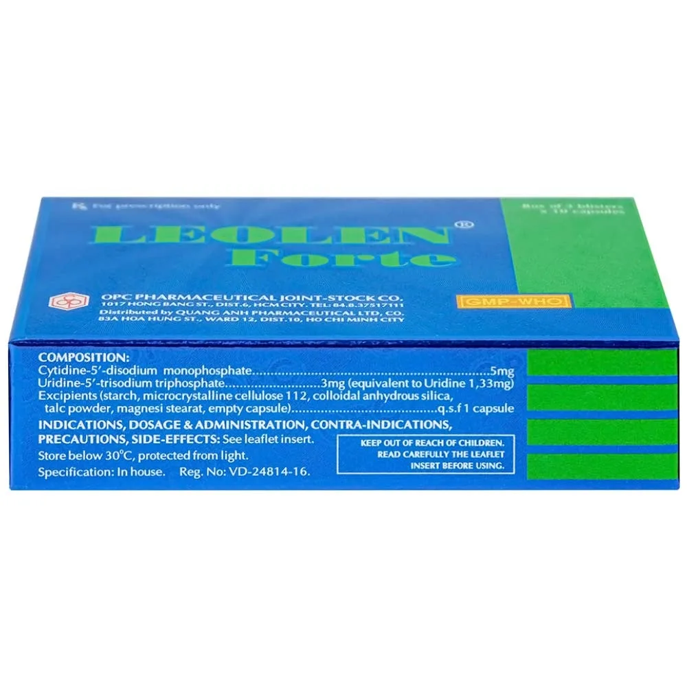 Hình ảnh Viên nang cứng Leolen Forte OPC điều trị đau dây thần kinh (3 vỉ x 10 viên)