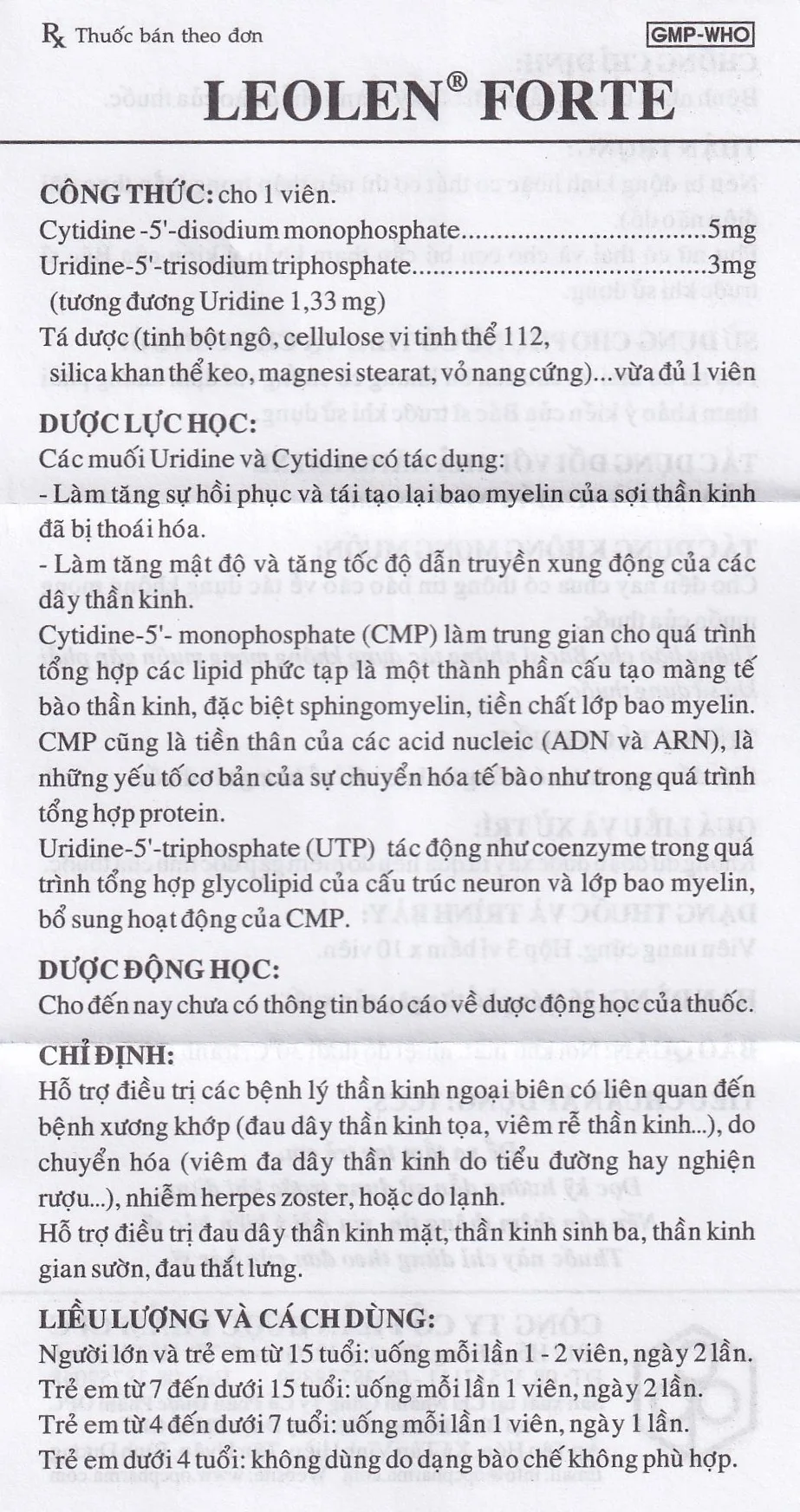 Hình ảnh Viên nang cứng Leolen Forte OPC điều trị đau dây thần kinh (3 vỉ x 10 viên)