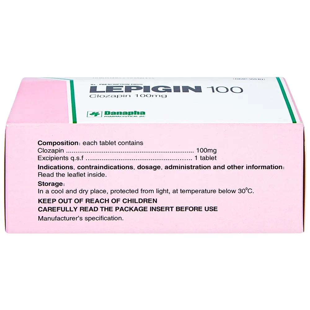 Hình ảnh Viên nén Lepigin 100 Danapha điều trị tâm thần phân liệt mãn tính (10 vỉ x 10 viên)