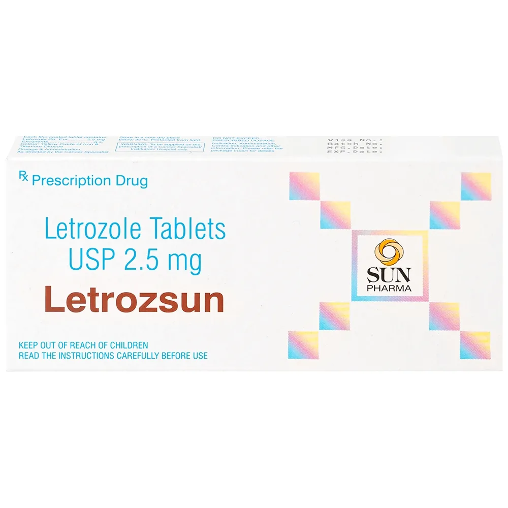 Hình ảnh Thuốc Letrozsun 2.5mg Sun Pharma hỗ trợ điều trị ung thư vú (2 vỉ x 14 viên)