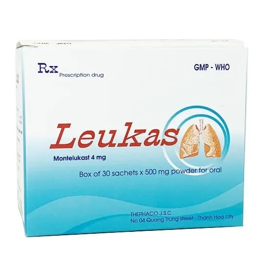 Hình ảnh Thuốc bột uống Leukas 4mg Thephaco dự phòng và điều trị hen phế quản mạn tính (30 gói)