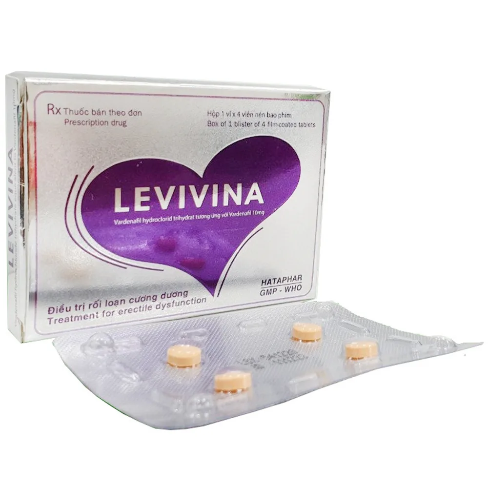 Hình ảnh Thuốc Levivina 10mg Hà Tây điều trị rối loạn cương dương (1 vỉ x 4 viên)