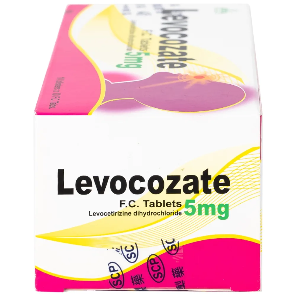 Hình ảnh Thuốc Levocozate 5mg dùng trong điều trị viêm mũi dị ứng theo mùa, dị ứng kinh niên, nổi mề đay tự phát (10 vỉ x 10 viên)  