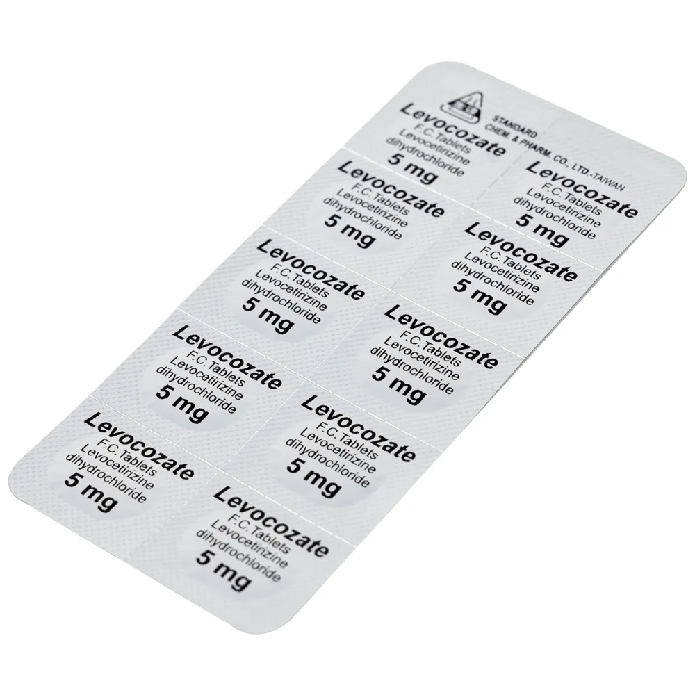 Hình ảnh Thuốc Levocozate 5mg dùng trong điều trị viêm mũi dị ứng theo mùa, dị ứng kinh niên, nổi mề đay tự phát (10 vỉ x 10 viên)  