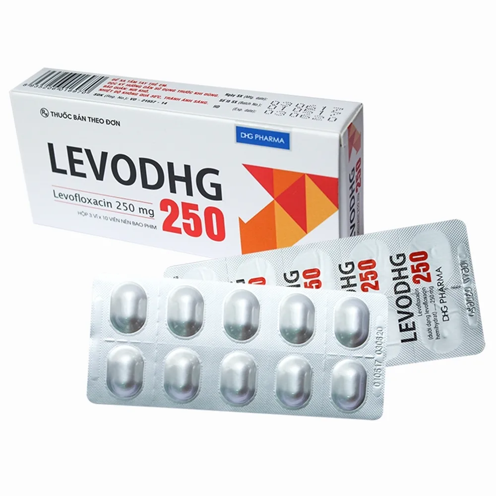 Hình ảnh Thuốc LevoDHG 250 điều trị các chứng nhiễm khuẩn, viêm phổi, viêm xoang (3 vỉ x 10 viên)