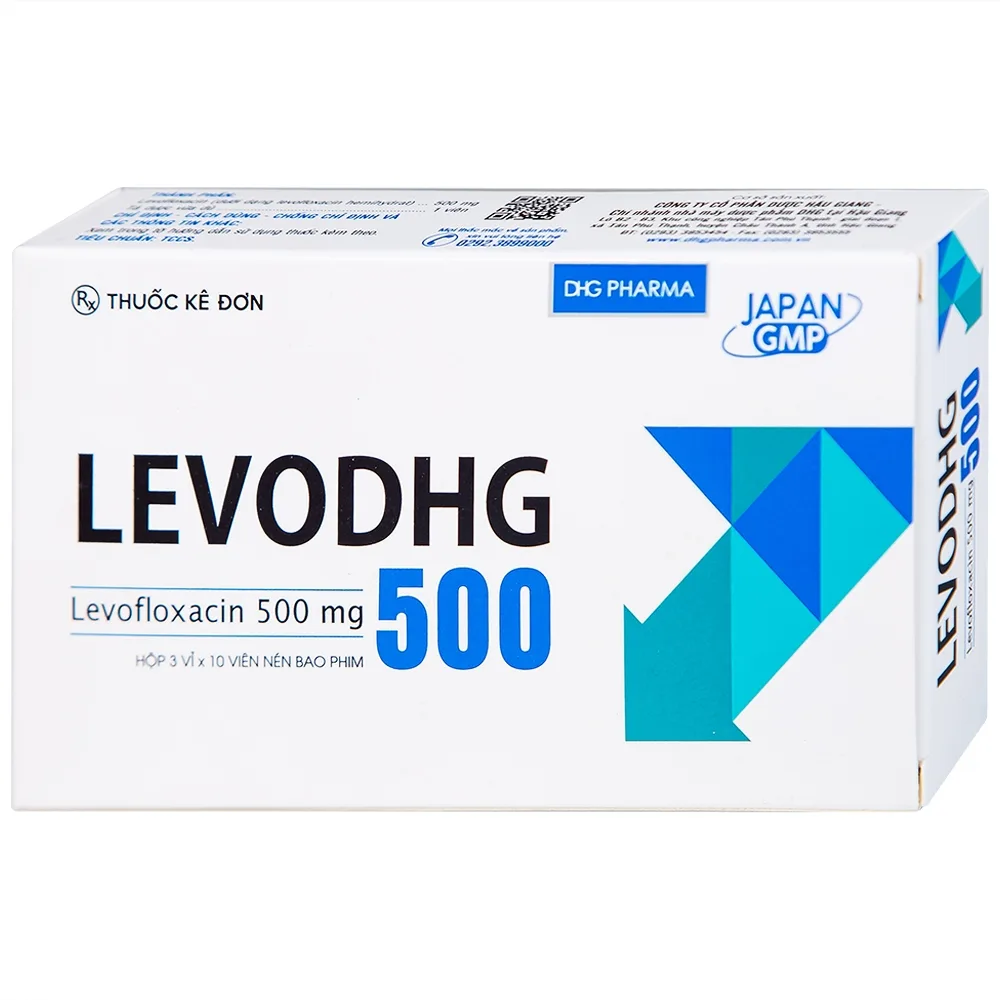 Hình ảnh Thuốc LevoDHG 500 điều trị các chứng nhiễm khuẩn, viêm phổi, viêm tiền liệt tuyến (3 vỉ x 10 viên)
