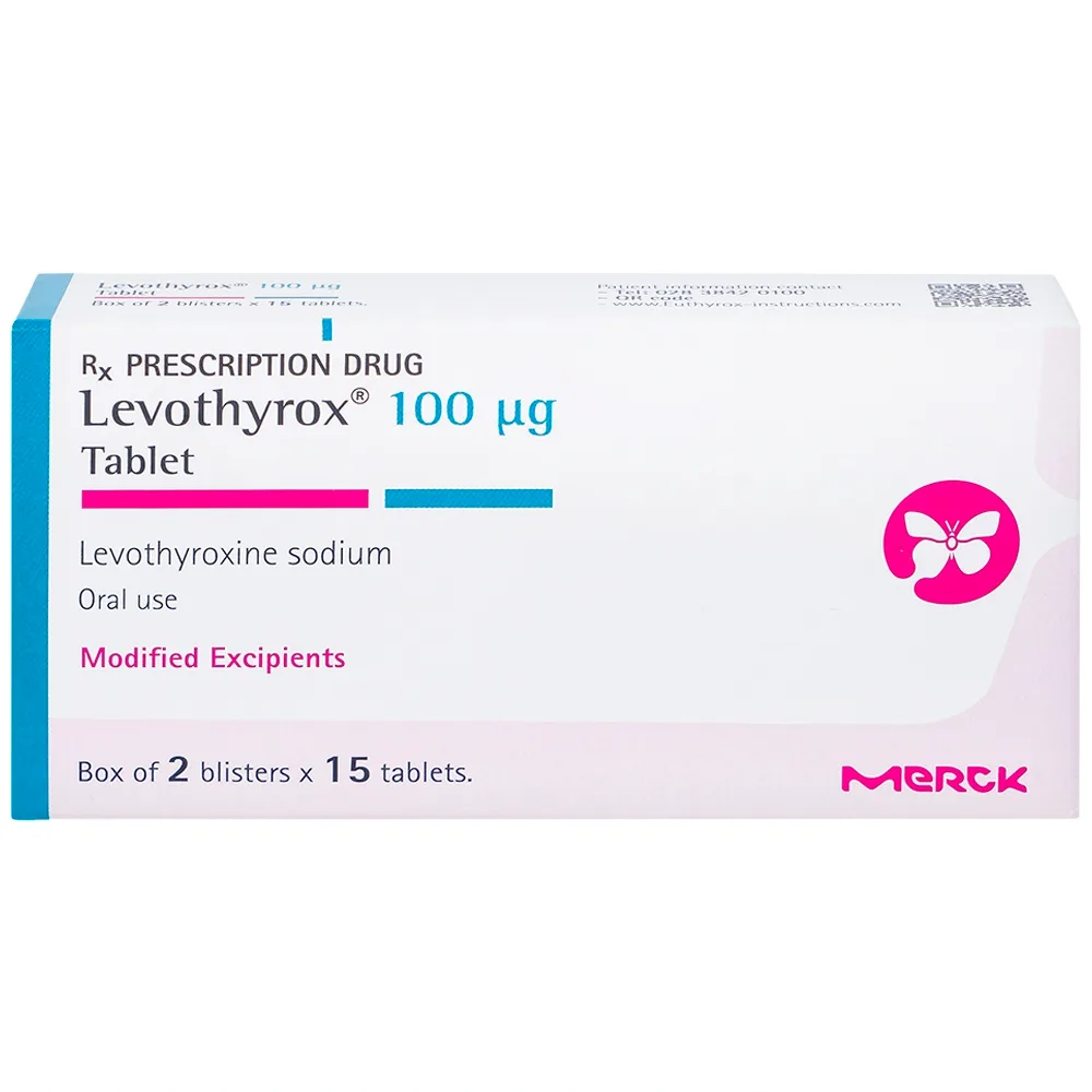 Hình ảnh Thuốc Levothyrox 100µg Merck điều trị bướu giáp, suy giáp, ung thư giáp (2 vỉ x 15 viên)