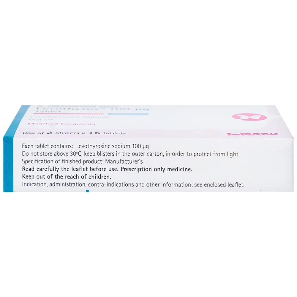 Hình ảnh Thuốc Levothyrox 100µg Merck điều trị bướu giáp, suy giáp, ung thư giáp (2 vỉ x 15 viên)