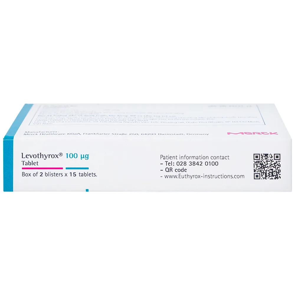 Hình ảnh Thuốc Levothyrox 100µg Merck điều trị bướu giáp, suy giáp, ung thư giáp (2 vỉ x 15 viên)