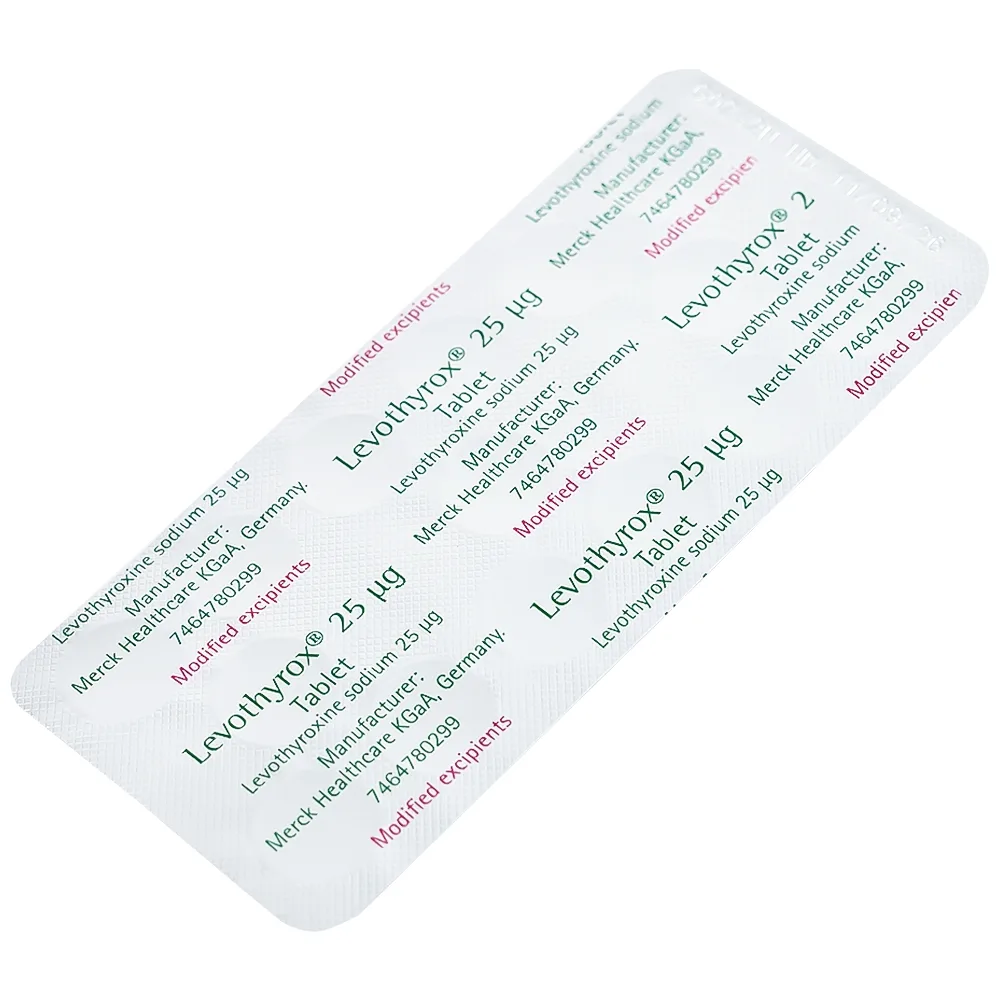 Hình ảnh Thuốc Levothyrox 25µg Merck điều trị bướu giáp đơn thuần lành tính (2 vỉ x 15 viên)
