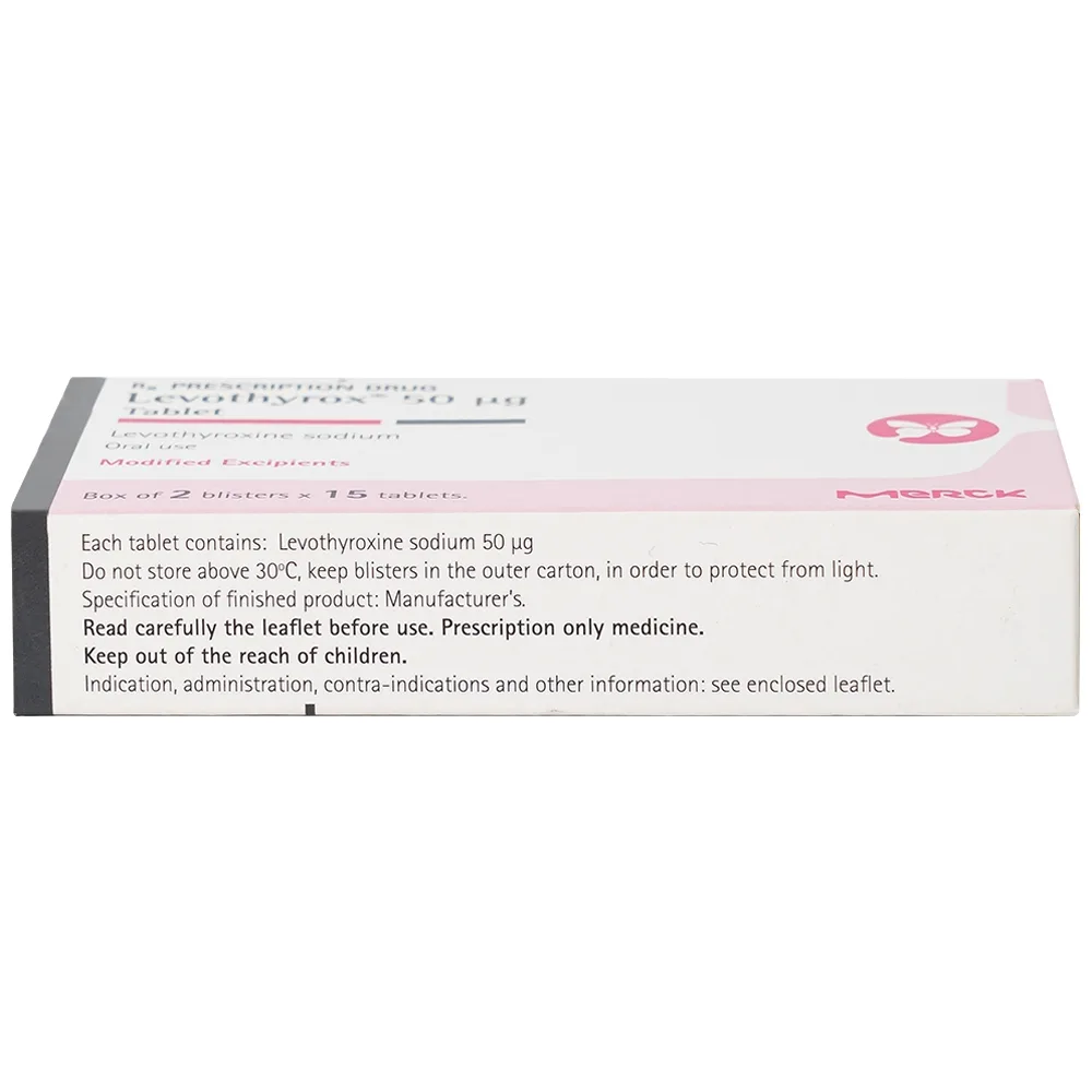 Hình ảnh Thuốc Levothyrox 50µg Merck điều trị bướu giáp, suy giáp, ung thư giáp (2 vỉ x 15 viên)