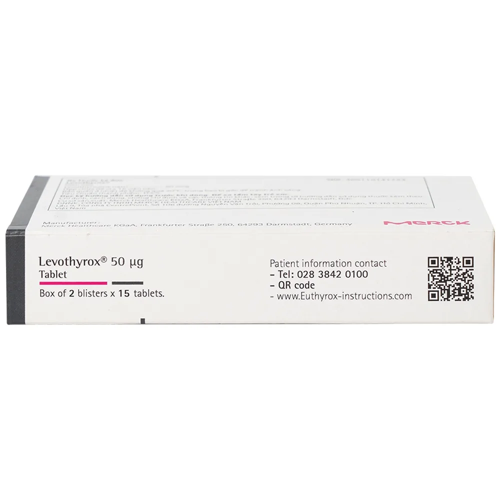 Hình ảnh Thuốc Levothyrox 50µg Merck điều trị bướu giáp, suy giáp, ung thư giáp (2 vỉ x 15 viên)