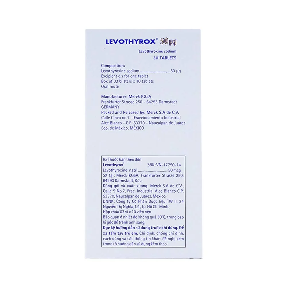 Hình ảnh Thuốc Levothyrox 50µg Merck điều trị bướu giáp, suy giáp, ung thư giáp (3 vỉ x 10 viên)