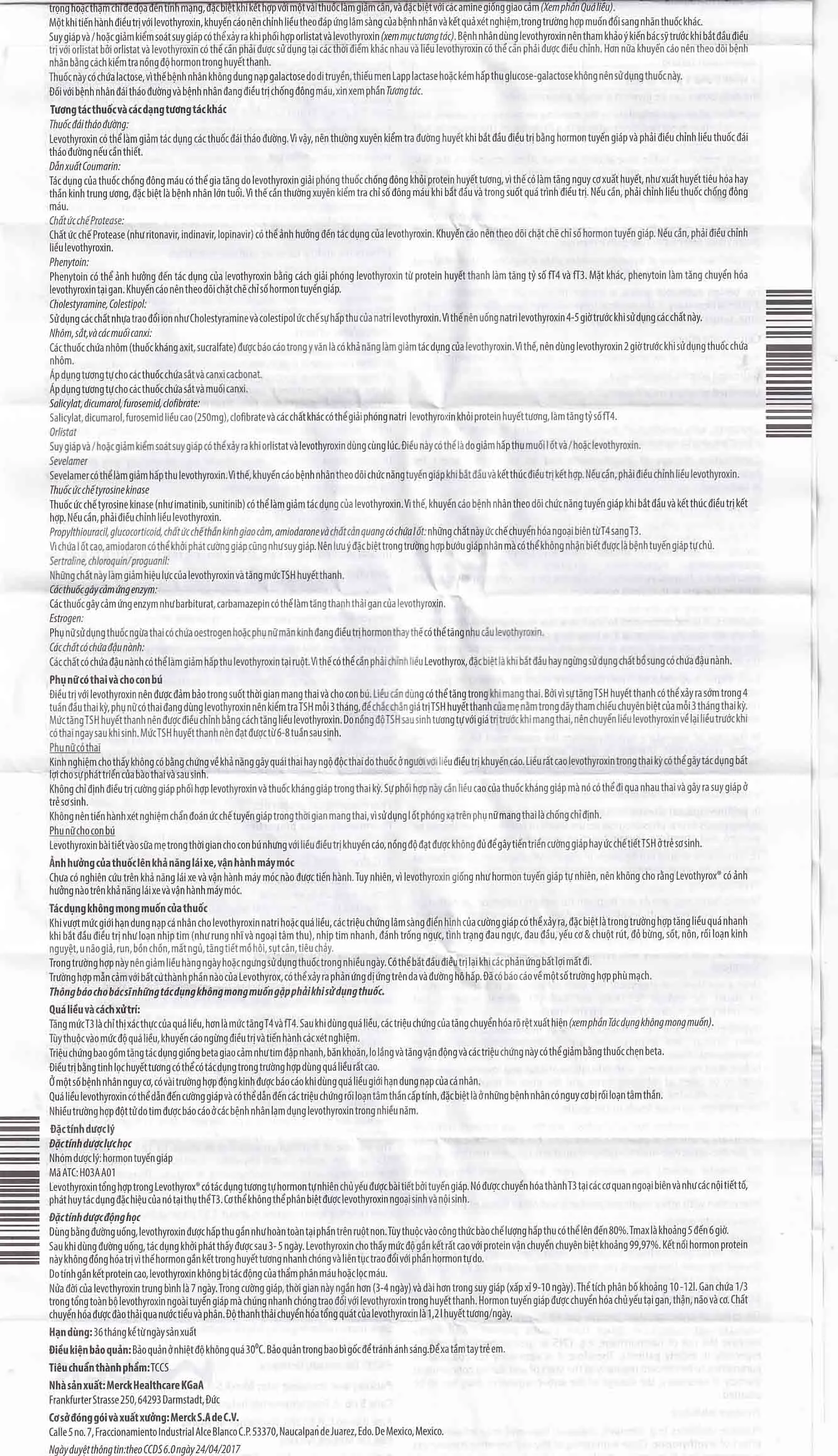 Hình ảnh Thuốc Levothyrox 50µg Merck điều trị bướu giáp, suy giáp, ung thư giáp (3 vỉ x 10 viên)