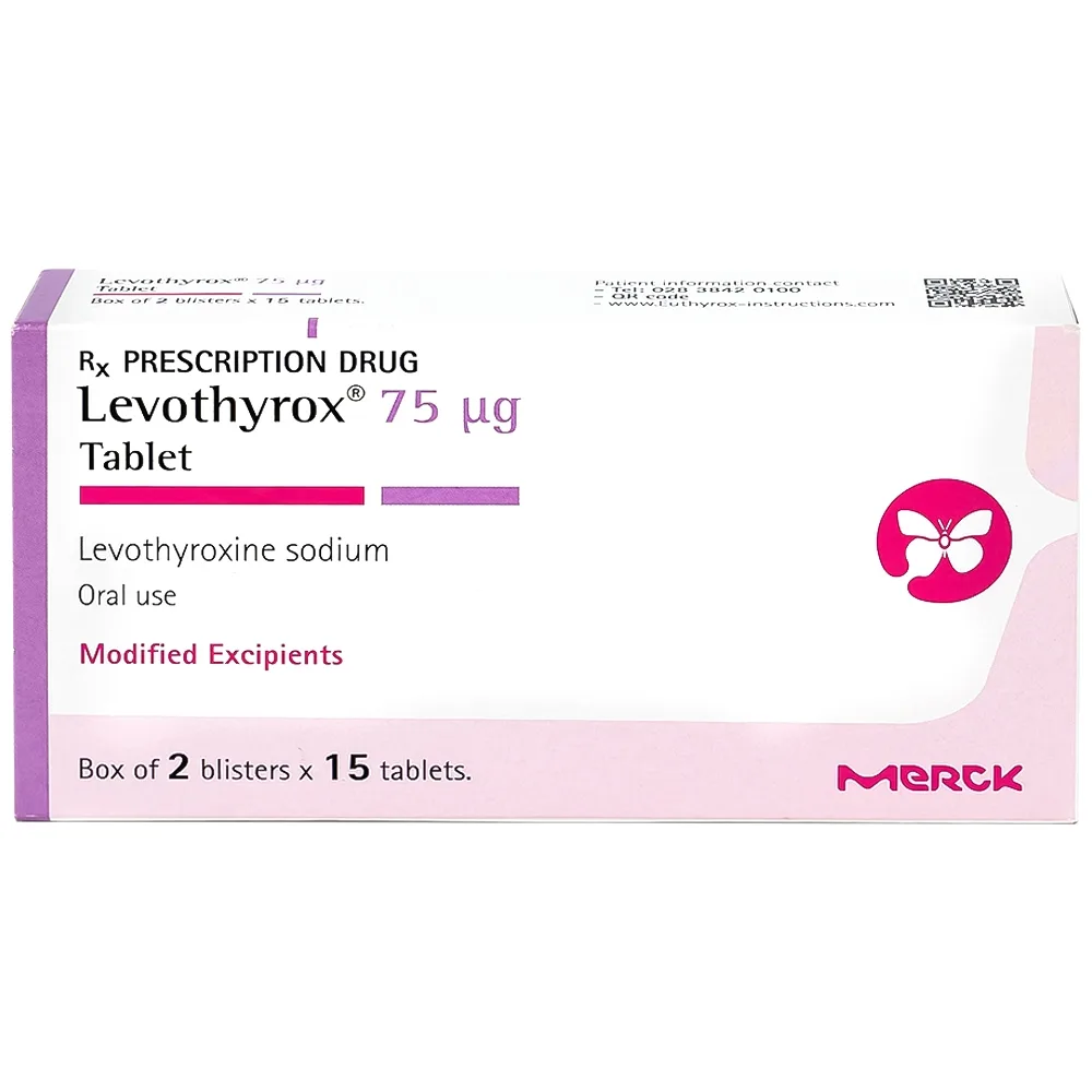 Hình ảnh Thuốc Levothyrox 75µg Merck điều trị bướu giáp đơn thuần lành tính (2 vỉ x 15 viên)