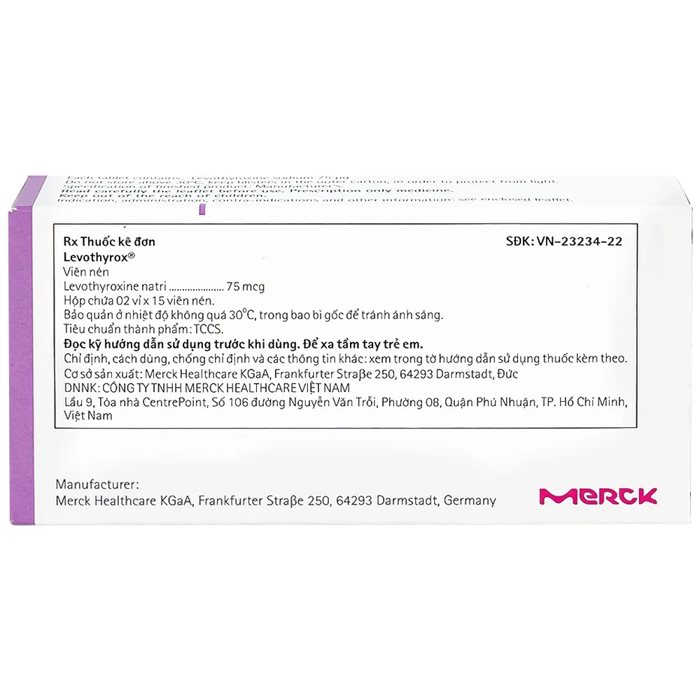 Hình ảnh Thuốc Levothyrox 75µg Merck điều trị bướu giáp đơn thuần lành tính (2 vỉ x 15 viên)