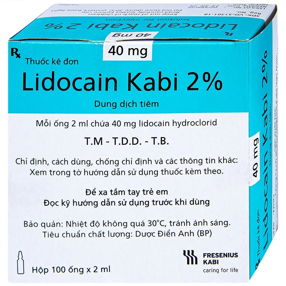 Hình ảnh Dung dịch tiêm Lidocain Kabi 2% dùng để gây tê tại chỗ (100 ống x 2ml)