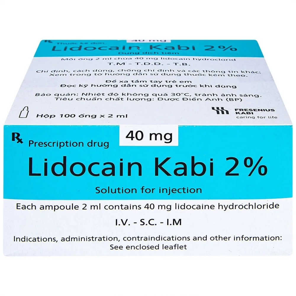 Hình ảnh Dung dịch tiêm Lidocain Kabi 2% dùng để gây tê tại chỗ (100 ống x 2ml)
