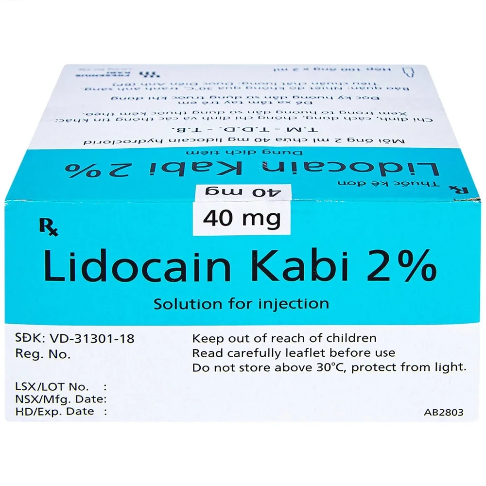 Hình ảnh Dung dịch tiêm Lidocain Kabi 2% dùng để gây tê tại chỗ (100 ống x 2ml)