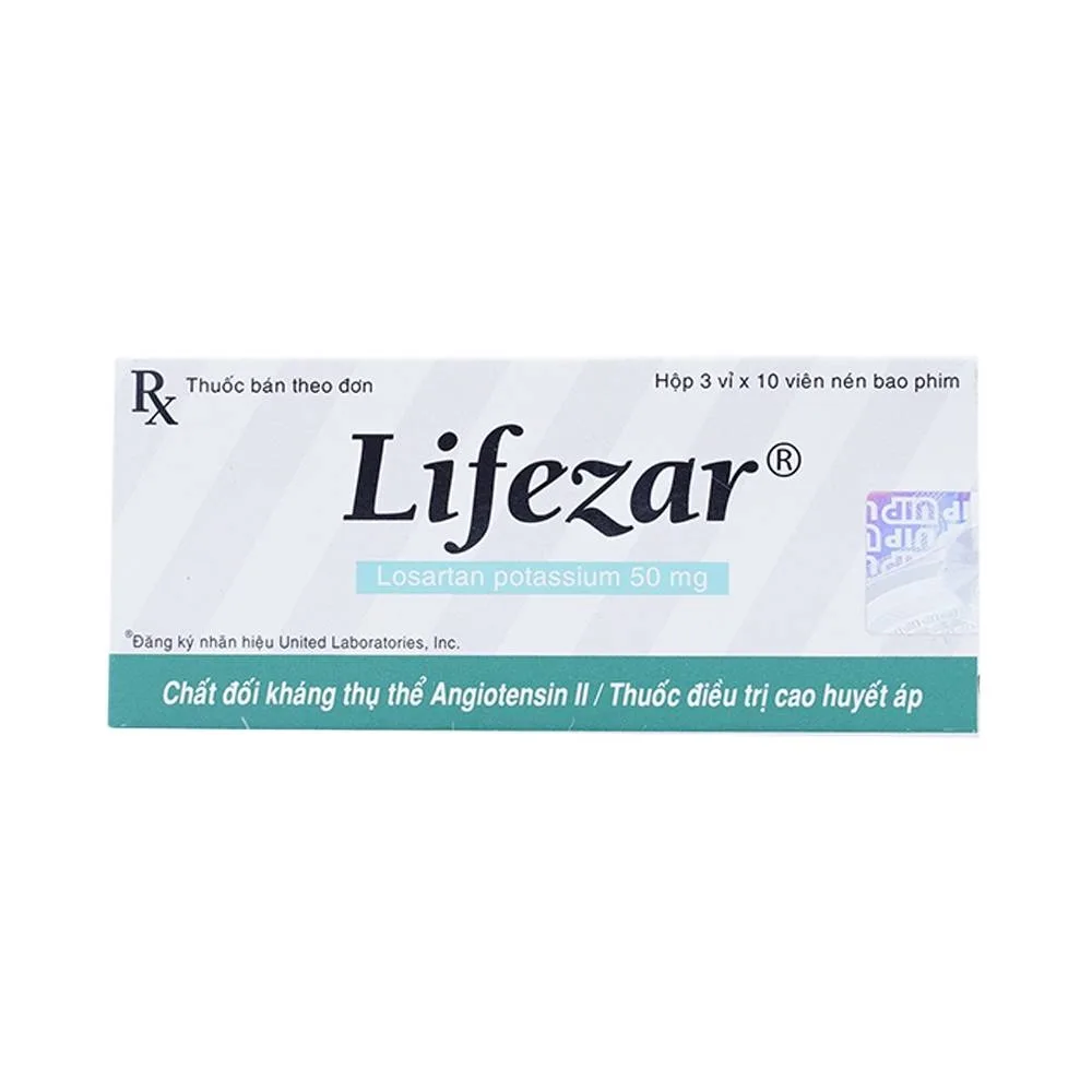 Hình ảnh Viên nén Lifezar 50mg United điều trị cao huyết áp (3 vỉ x 10 viên)