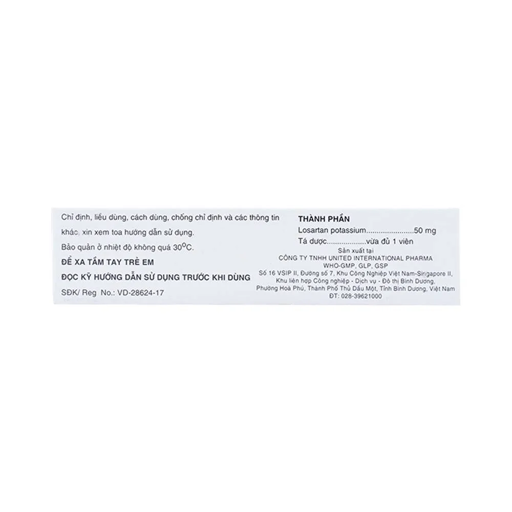 Hình ảnh Viên nén Lifezar 50mg United điều trị cao huyết áp (3 vỉ x 10 viên)