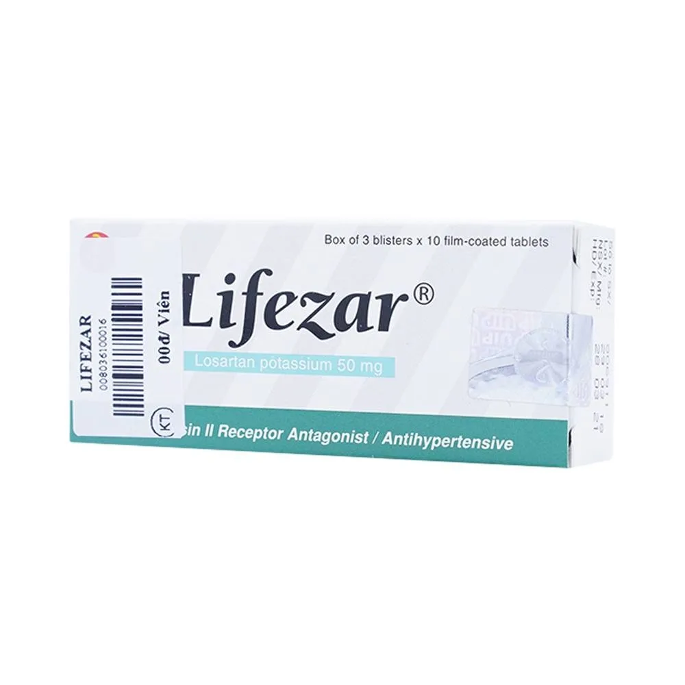 Hình ảnh Viên nén Lifezar 50mg United điều trị cao huyết áp (3 vỉ x 10 viên)
