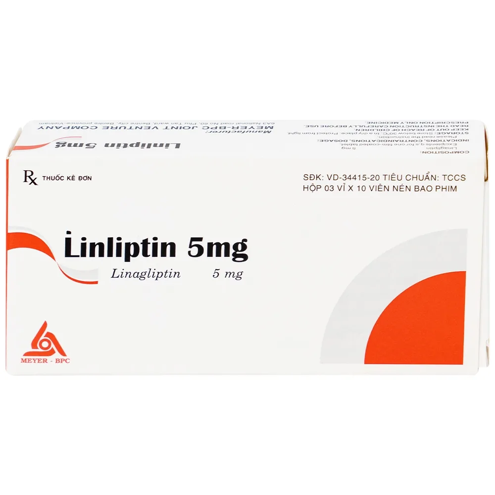 Hình ảnh Thuốc Linliptin 5mg Meyer - BPC điều trị đái tháo đường típ 2 (3 vỉ x 10 viên)
