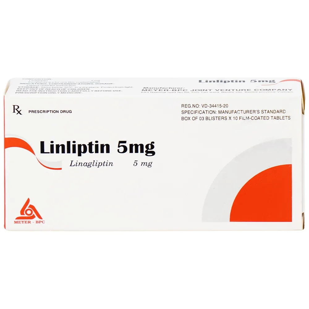 Hình ảnh Thuốc Linliptin 5mg Meyer - BPC điều trị đái tháo đường típ 2 (3 vỉ x 10 viên)