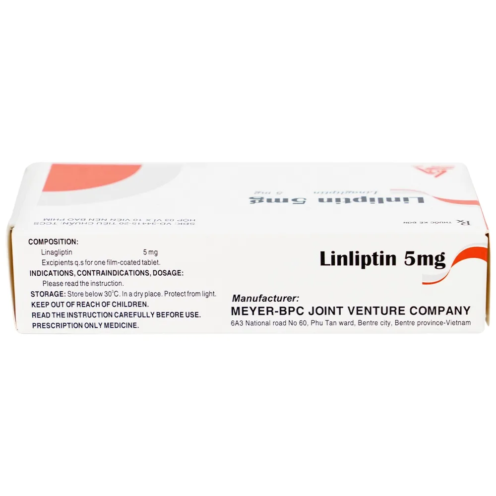 Hình ảnh Thuốc Linliptin 5mg Meyer - BPC điều trị đái tháo đường típ 2 (3 vỉ x 10 viên)