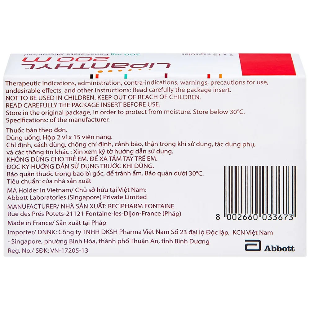 Hình ảnh Viên nang cứng Lipanthyl 200mg Abbott bổ sung chế độ ăn kiêng trong điều trị tăng triglyceride (2 vỉ x 15 viên)