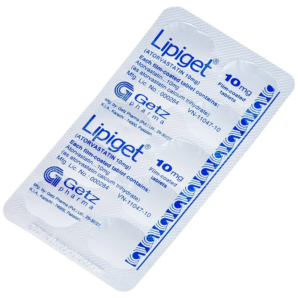 Hình ảnh Viên nén Lipiget 10mg Getz hỗ trợ chế độ ăn kiêng trong giảm cholesterol toàn phần (1 vỉ x 10 viên)