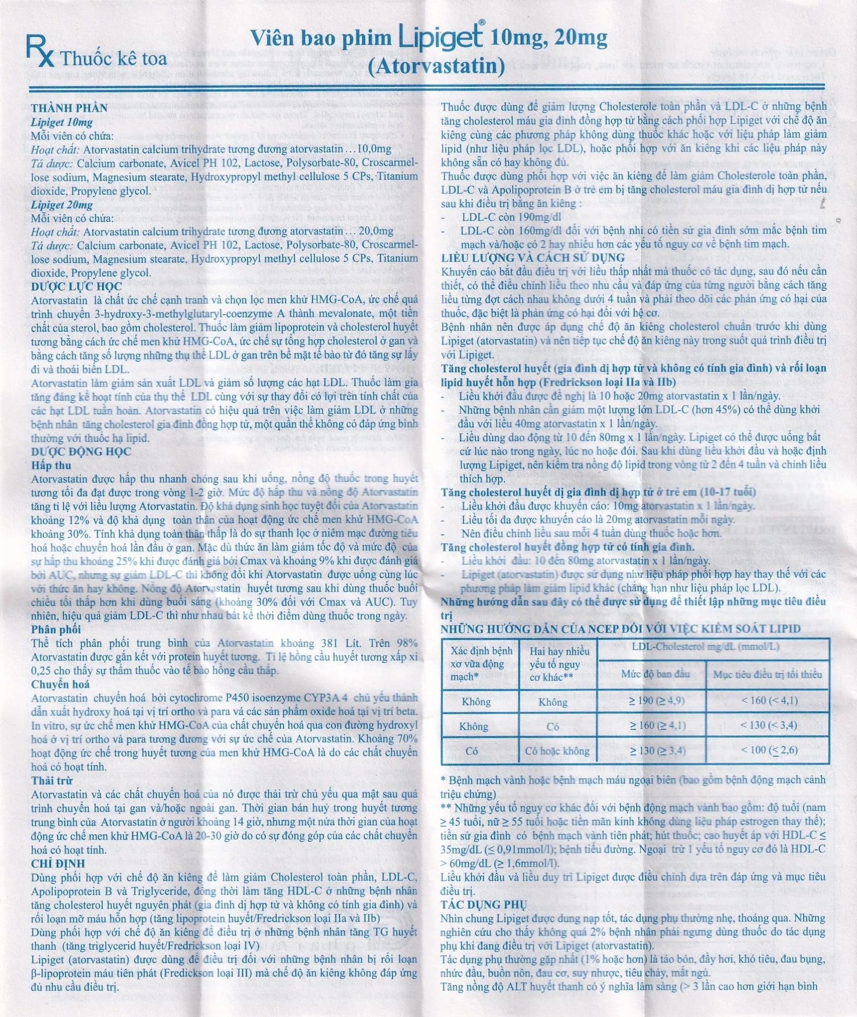 Hình ảnh Viên nén Lipiget 10mg Getz hỗ trợ chế độ ăn kiêng trong giảm cholesterol toàn phần (1 vỉ x 10 viên)