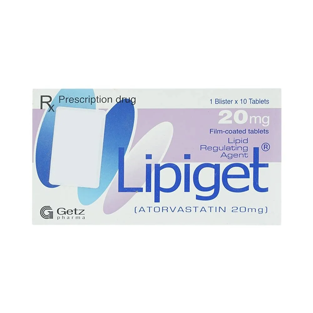 Hình ảnh Thuốc Lipiget 20mg Getz hỗ trợ chế độ ăn kiêng trong giảm cholesterol toàn phần (1 vỉ x 10 viên)