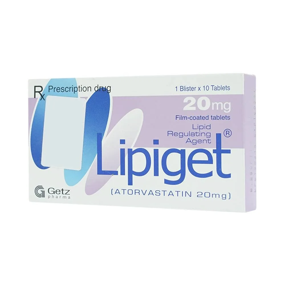Hình ảnh Thuốc Lipiget 20mg Getz hỗ trợ chế độ ăn kiêng trong giảm cholesterol toàn phần (1 vỉ x 10 viên)