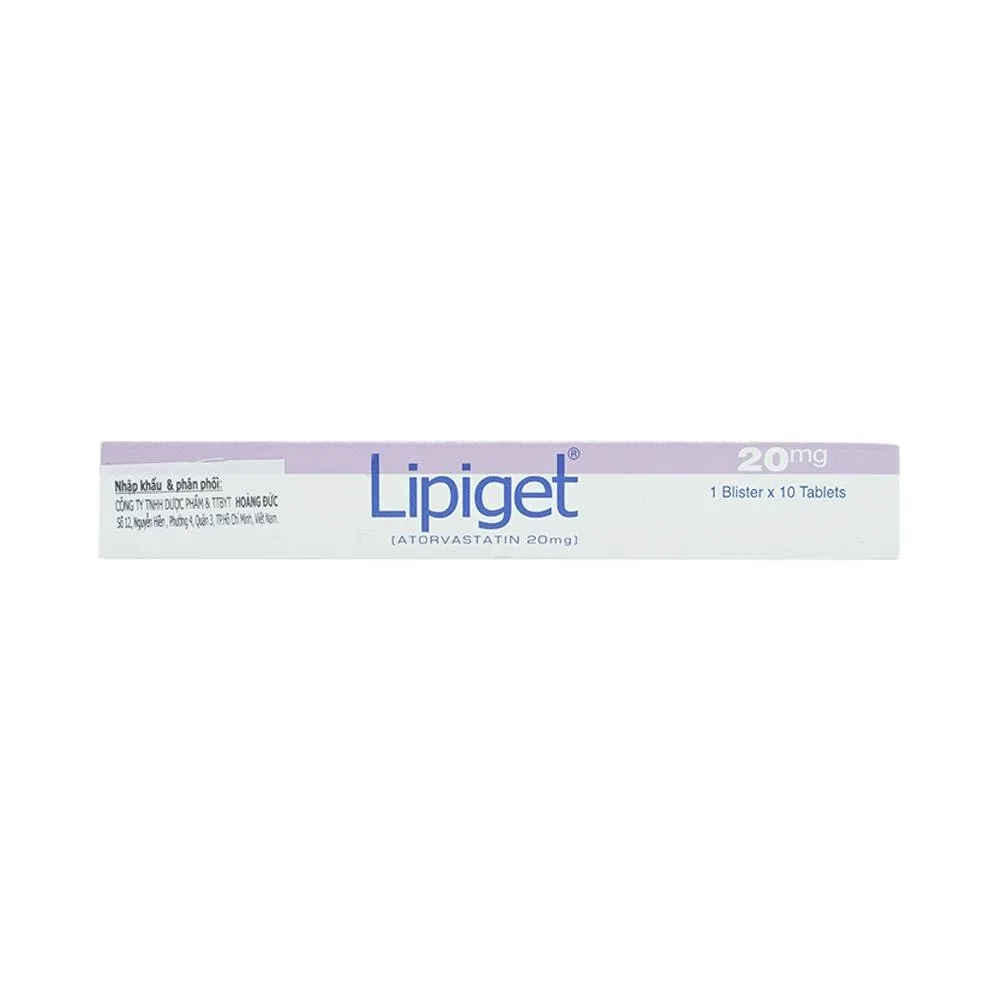 Hình ảnh Thuốc Lipiget 20mg Getz hỗ trợ chế độ ăn kiêng trong giảm cholesterol toàn phần (1 vỉ x 10 viên)