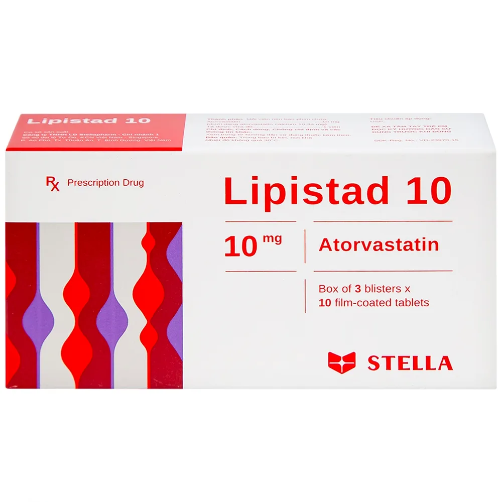 Hình ảnh Viên nén Lipistad 10 Stella điều trị tăng cholesterol máu (3 vỉ x 10 viên)