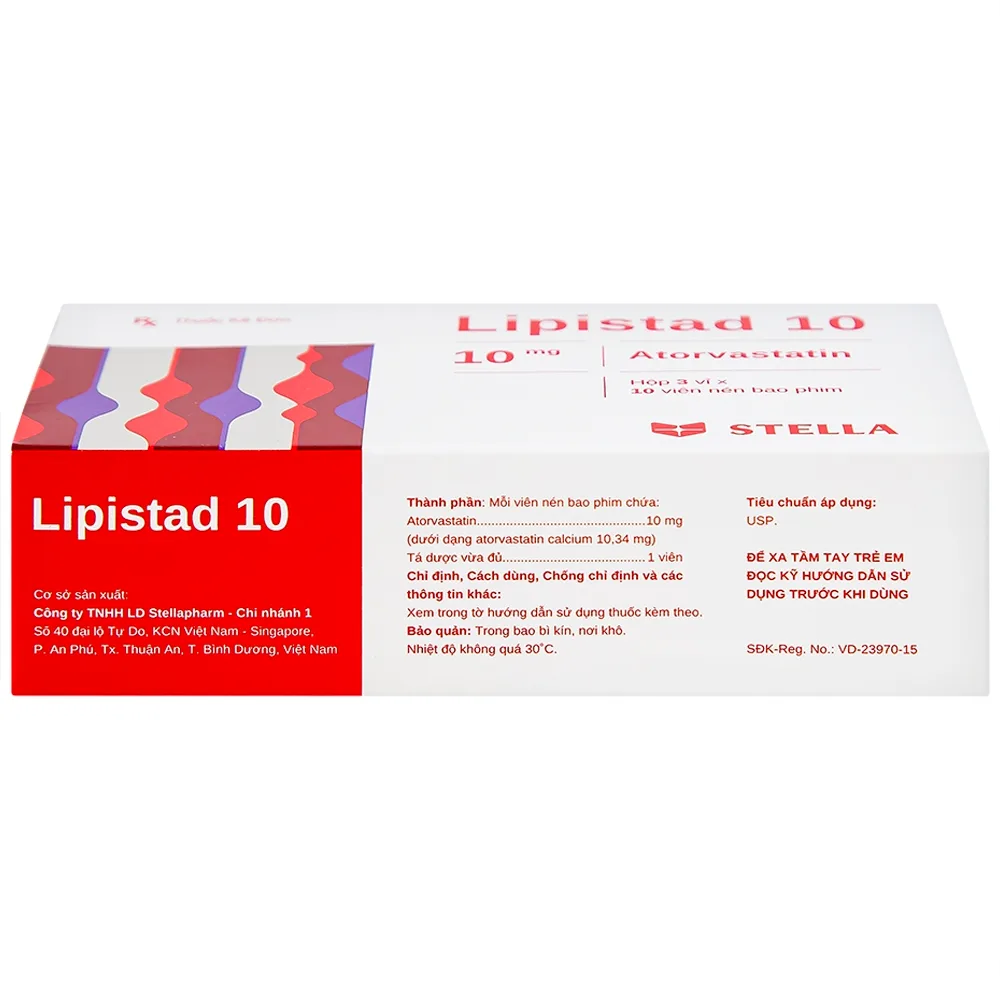 Hình ảnh Viên nén Lipistad 10 Stella điều trị tăng cholesterol máu (3 vỉ x 10 viên)