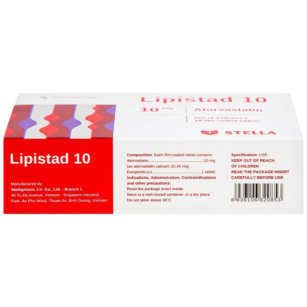 Hình ảnh Viên nén Lipistad 10 Stella điều trị tăng cholesterol máu (3 vỉ x 10 viên)
