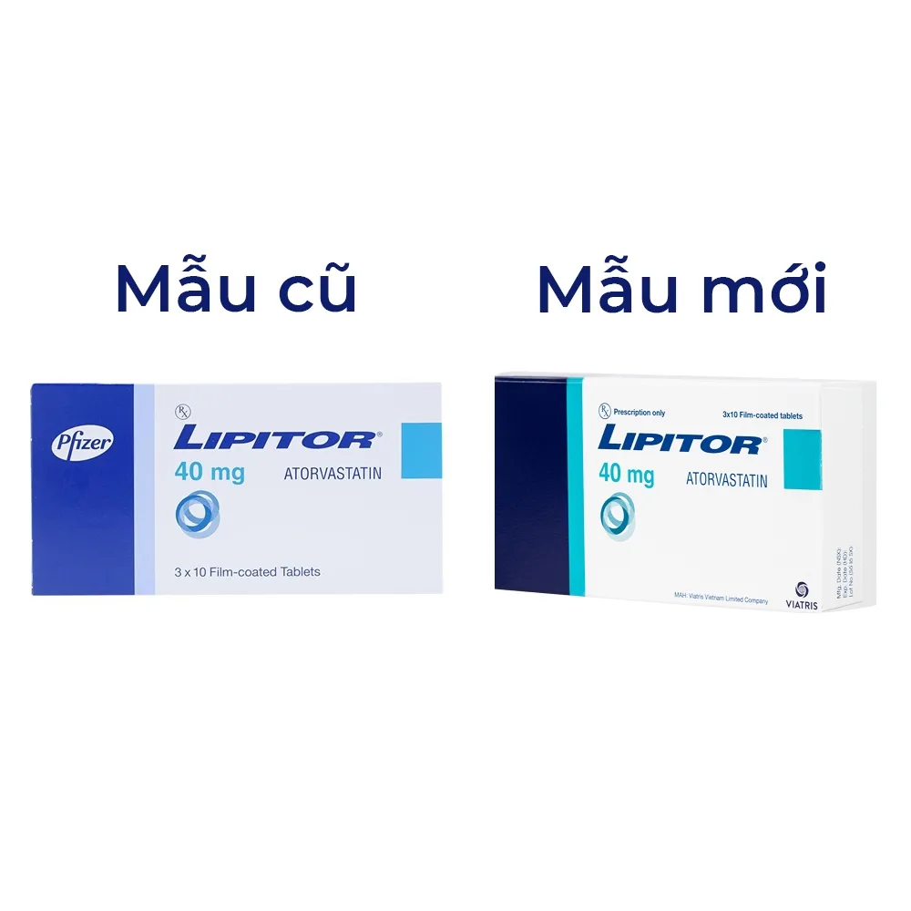 Hình ảnh Viên nén Lipitor 40mg Pfizer điều trị tăng cholesterol toàn phần (3 vỉ x 10 viên) 