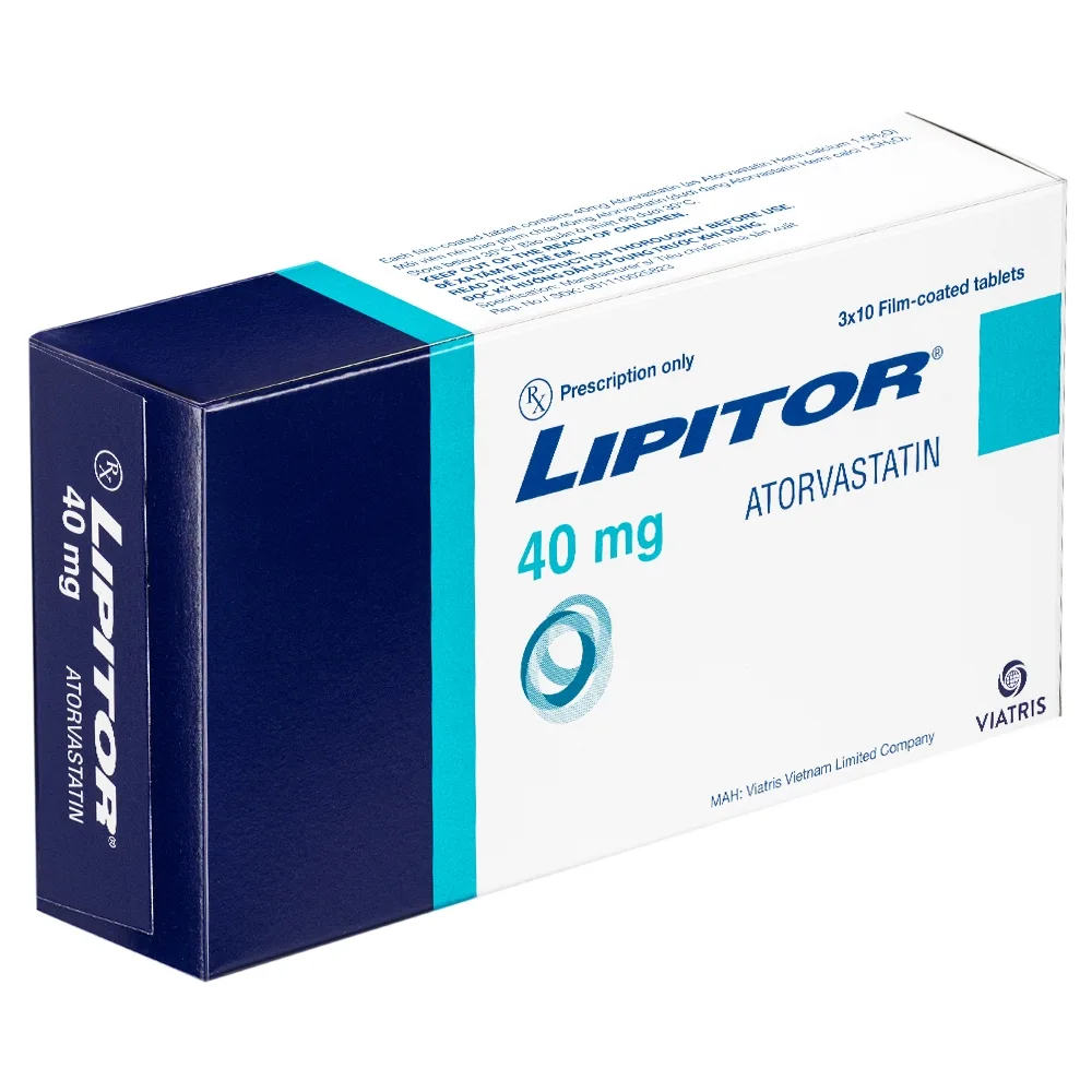 Hình ảnh Viên nén Lipitor 40mg Pfizer điều trị tăng cholesterol toàn phần (3 vỉ x 10 viên) 