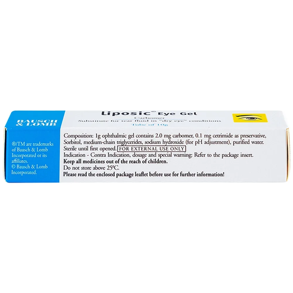 Hình ảnh Gel nhỏ mắt Liposic Eye Gel Bausch And Lomb điều trị triệu chứng cho bệnh khô mắt (10g)
